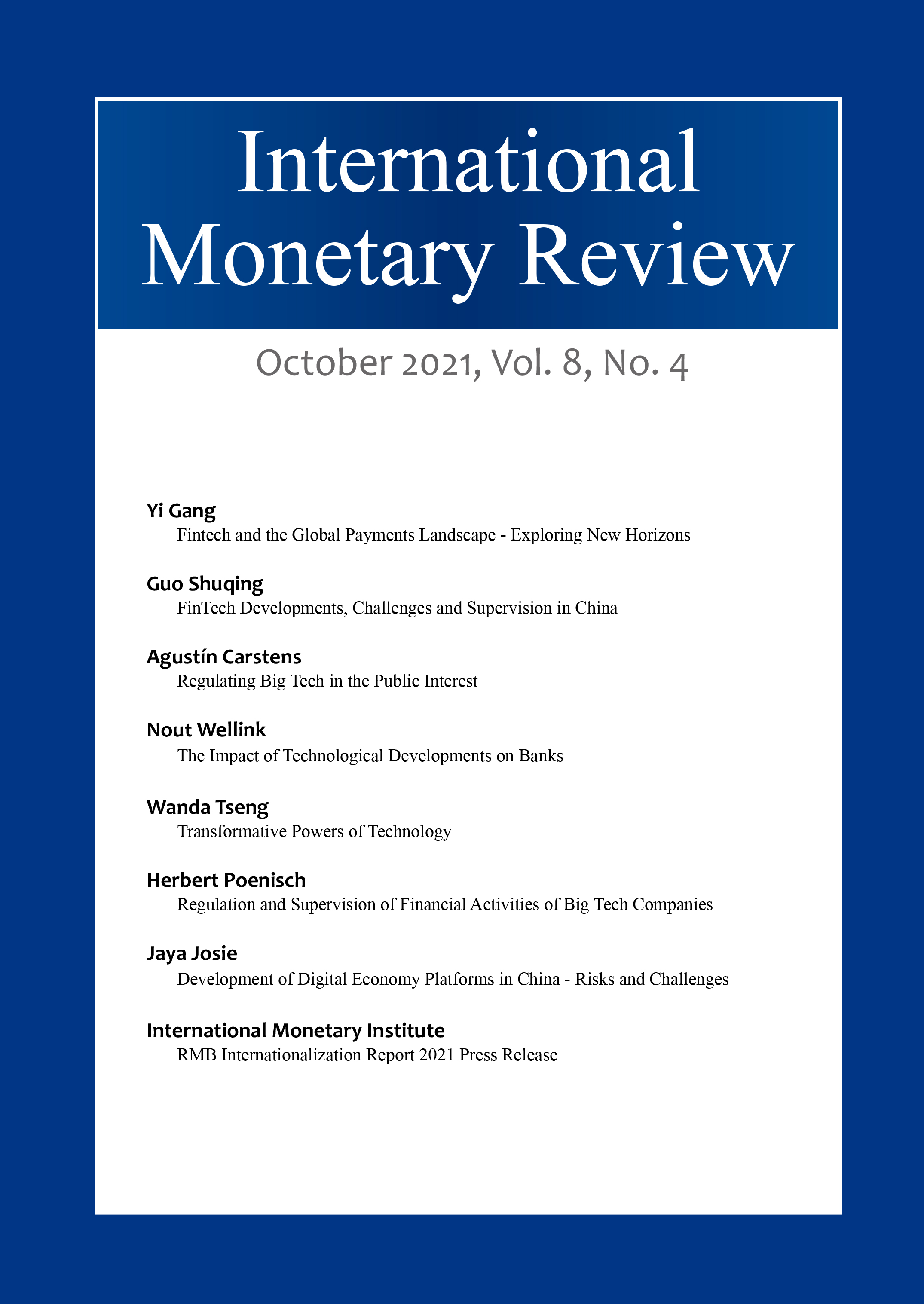International Monetary Review, October 2021, Vol.8 No.4