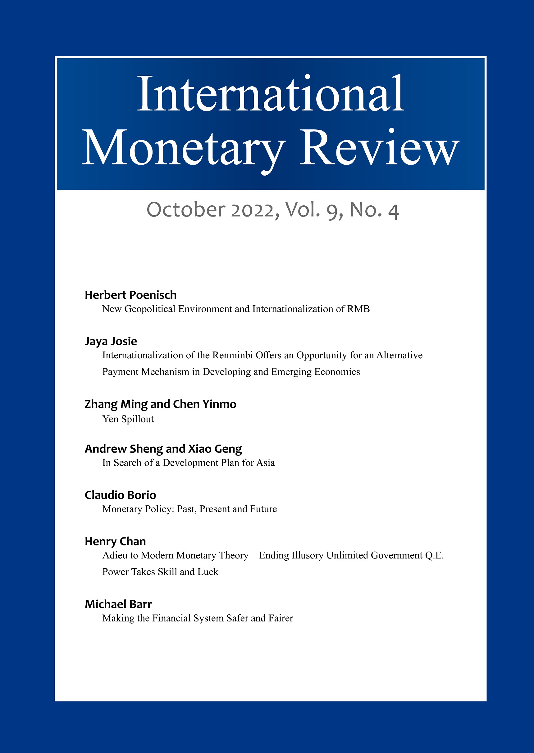 International Monetary Review, October 2022, Vol. 9 No. 4