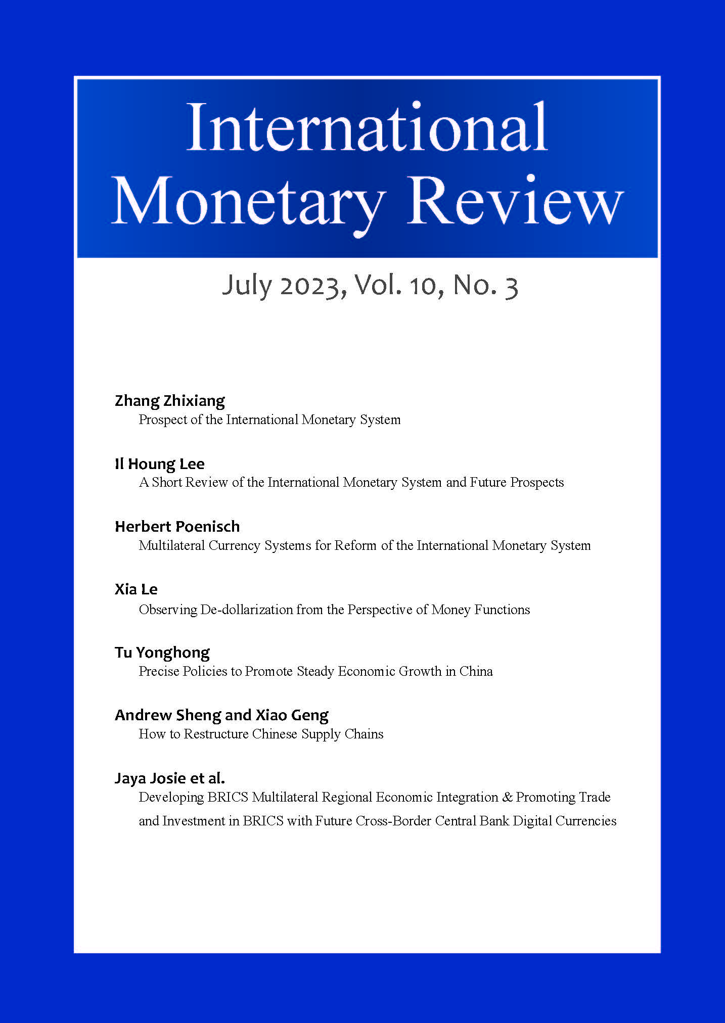 International Monetary Review, July 2023, Vol. 10 No. 3